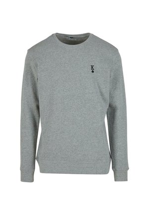 Hallhalli hallhäältš švets, mis on valmistatud puuvillasegistusest, ümarate kaelustega, soonikkoes mansettide ja väikese musta logo kujutisega, millel on risti sümbol rinnal.