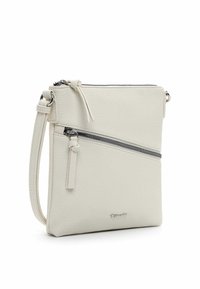 Borsa crossbody in pelle bianca con finitura testurizzata, dotata di tasca con zip diagonale e tracolla staccabile. Finiture in argento.