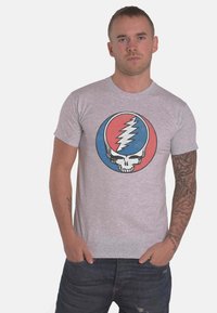 Paradiso Clothing GRATEFUL DEAD STEAL YOUR FACE - Print T-shirt - mottled light grey/light blue/light red