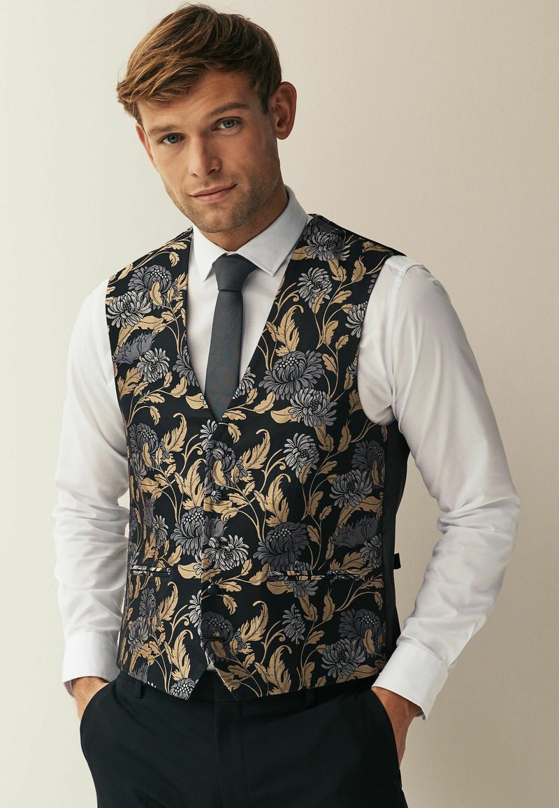 Next OCCASION  - Weste - black yellow gold floral