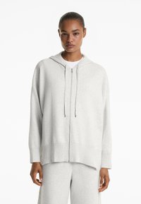 OYSHO HOODED LONG KNIT - Kardigán - mottled light grey