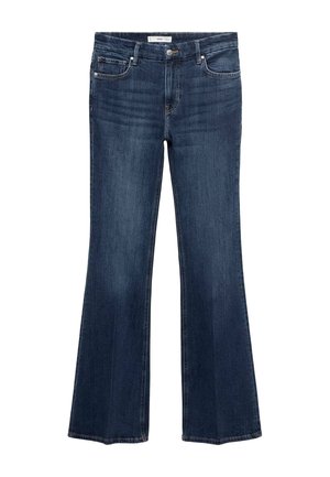Vaalden donkere denim jeans met een gemiddelde taille. Voorzien van voorzakken, een ritsknoopsluiting en riemlussen. Glad textuur met subtiele vervaging details.