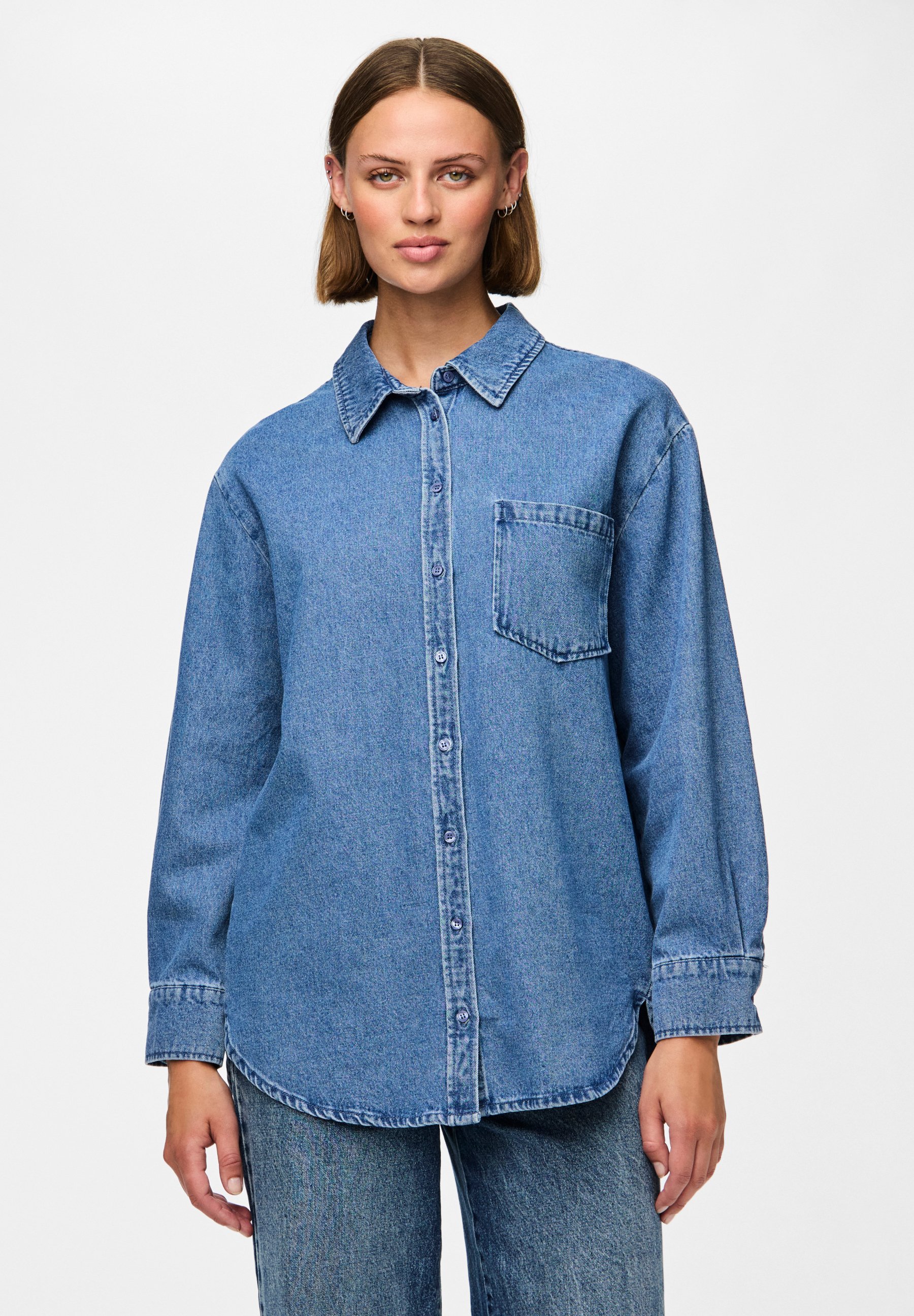 Chemise Femme Banana Republic - Manches Longues Délavée à Carreaux Bleus - Taille S - Occasion Très Bon état