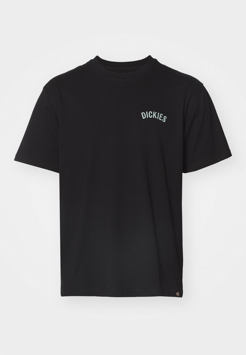 T-shirt nero a maniche corte in cotone, con un piccolo logo turchese che recita "DICKIES" sul petto. Design classico con colletto a girocollo.