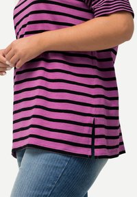 Ulla Popken RINGELMIX V-AUSSCHNITT HALBARM - Camiseta estampada