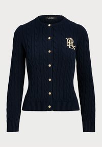CABLE KNIT COTTON CARDIGAN - Kardigán - navy