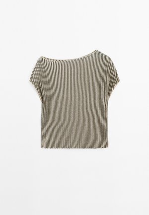 Massimo Dutti LOOSE-FITTING PLEATED WITH FLECKED DETAIL - Top - beige