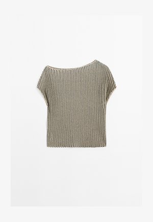 Massimo Dutti LOOSE-FITTING PLEATED WITH FLECKED DETAIL - Top - beige