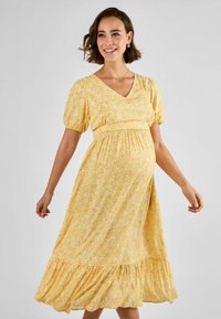 MATERNITY FIT - FLORAL NURSING MIDI - Jurk - yellow