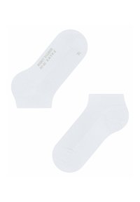 Witte katoenen enkelsokken met een ribbelrand en een versterkte hiel. Bevat een geprinte maat- en merklabel in lichtgrijs op de zool.