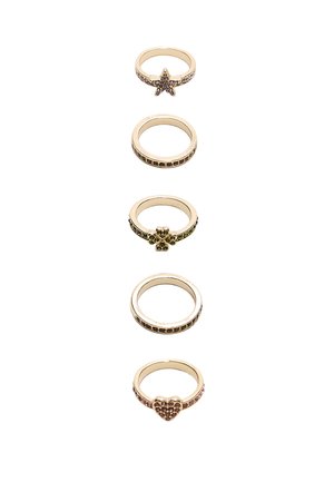 SET OF 5 RHINESTONE - Ring - gold-coloured