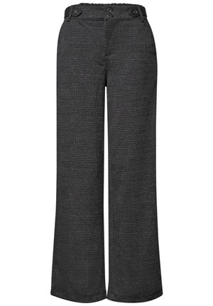 Street One, HIGH WAIST WIDE LEG HOSE MIT KAROMUSTER - Pantalon classique - black