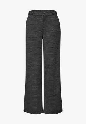 Street One, HIGH WAIST WIDE LEG HOSE MIT KAROMUSTER - Pantalon classique - black