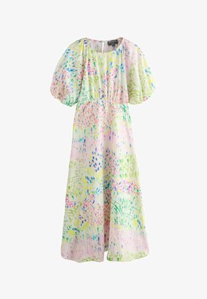 Next, REGULAR FIT - PUFF SLEEVE MIDI DRESS . - Jurk - green pink floral national trust x next