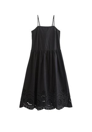 New Look, BRODERIE ANGLAISE HEM CAMI MIDI DRESS - Robe de jour - black