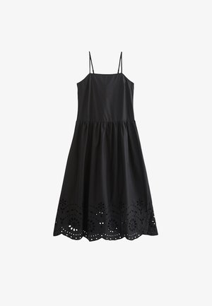 New Look, BRODERIE ANGLAISE HEM CAMI MIDI DRESS - Robe de jour - black
