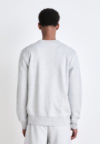 Grey sweatshirt made of soft fabric, featuring a crew neckline and ribbed cuffs. Simple design with no visible logos or patterns.