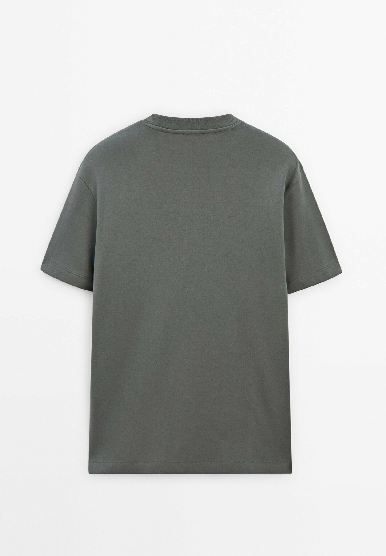 Massimo Dutti SHORT SLEEVE - Basic T-shirt - metallic blue