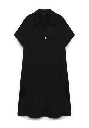 Fiorella Rubino, VESTITO CON COLLETTO POLO E BOTTONE GIOIELLO - T-shirt-kjole - nero