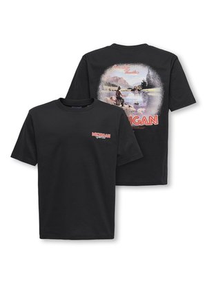 ONLY & SONS junior OSJFRED STATES LIFE TEE - T-shirt con stampa - black