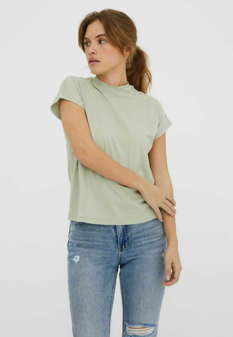 VERO MODA Abito Corto Manica Corta Scollo A V – Modello Turtle Orlo Asimmetrico - 2