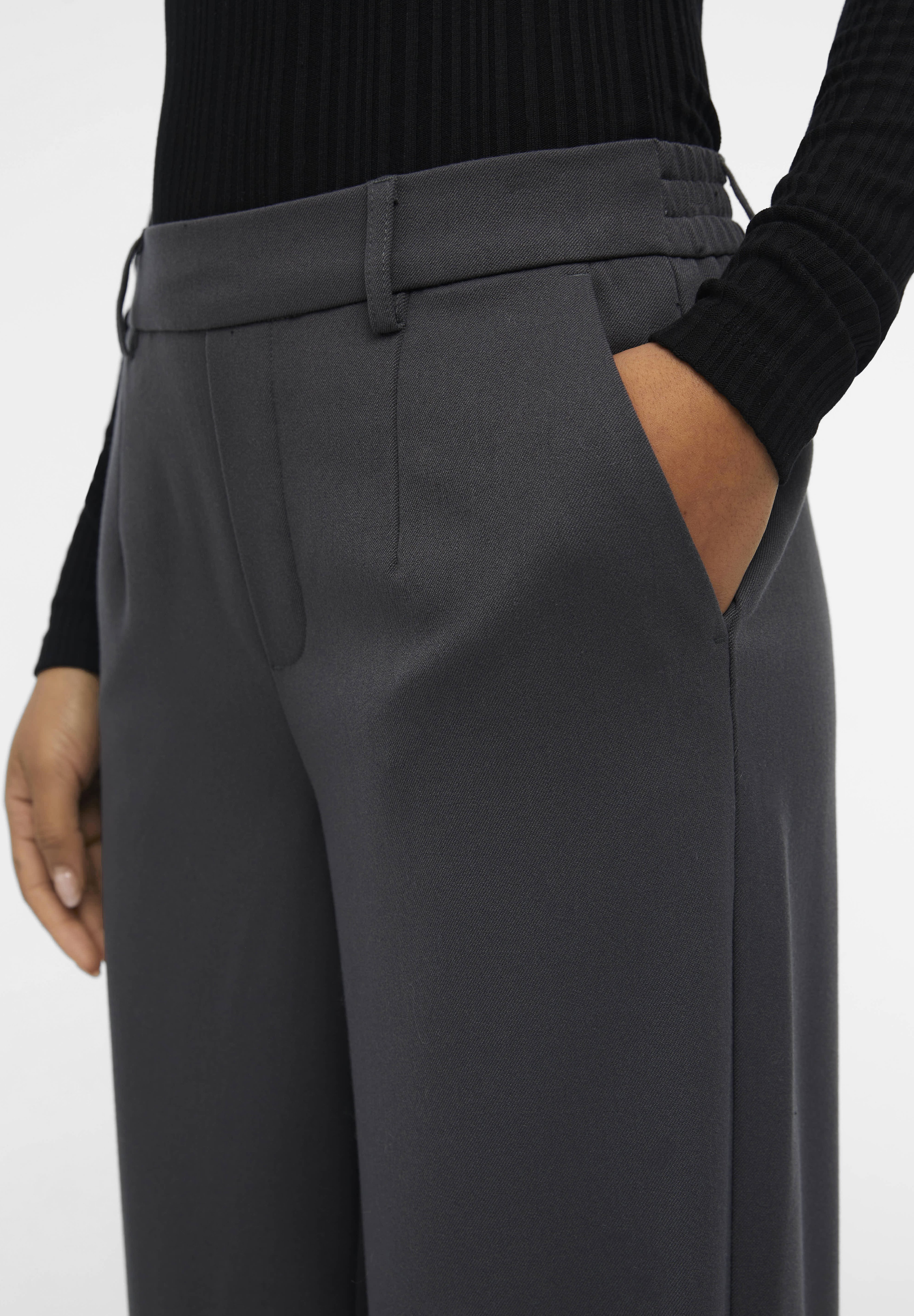 Object OBJLISA WIDE NOOS - Trousers - magnet/grey - Zalando