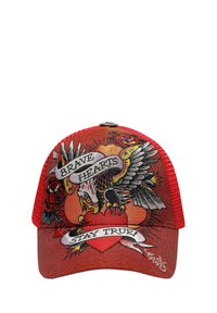 Ed Hardy UNISEX BRAVE HEARTS 6 PANEL METALLIC TRUCKER - Gorra - red