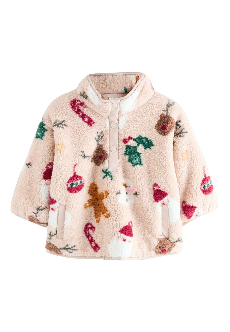 Next HALF POPPER  - Fleece jumper - beige christmas