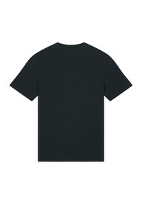 Black cotton t-shirt with short sleeves, crew neckline, and a smooth texture. Simple design with no visible logos or patterns.