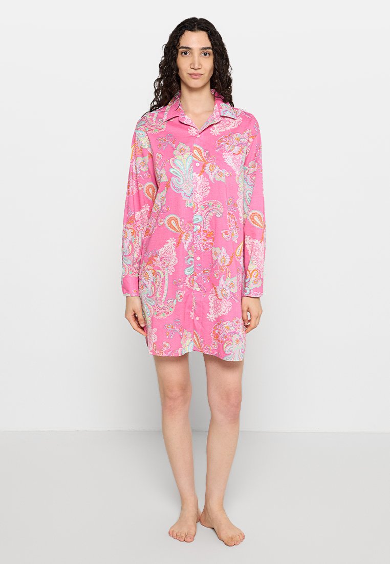 Lauren Ralph Lauren Nachtjapon gemêleerd donkerroze Lauren Ralph Lauren Nachtjapon gemêleerd donkerroze