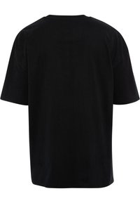 Black cotton t-shirt with a relaxed fit, short sleeves, and a round neckline. Smooth texture with no patterns or hardware details.
