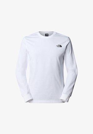 Biała koszulka z długim rękawem, wykonana z bawełny, z okrągłym dekoltem i prążkowanymi mankietami. Na lewej piersi widnieje małe czarne logo.