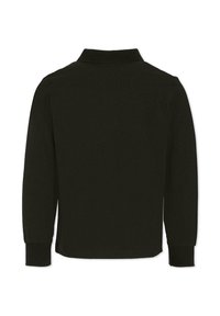 Polo à manches longues noir en tissu doux. Doté d'un col et de poignets côtelés pour un ajustement classique. Sans logos ni motifs visibles.