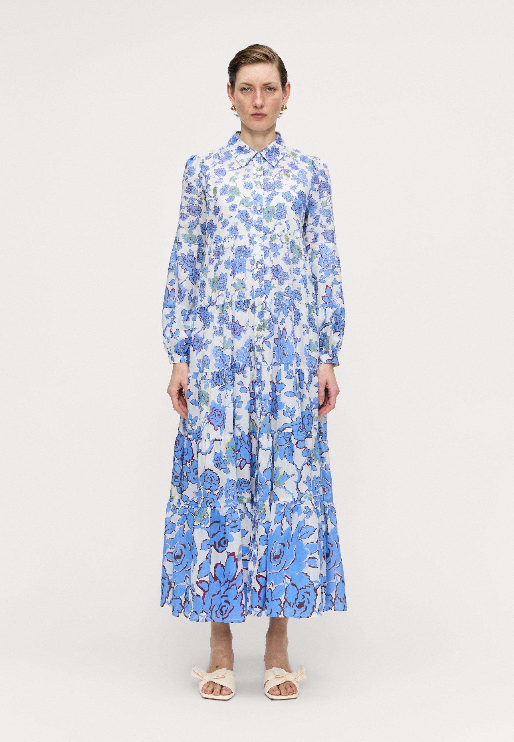 dvf kiara cotton maxi dress Pure Cotton Long Dress Indian Block Print Boho Colourful Summer Earthy Elegant Comfy Daywear Mom Outfit Soft Green Frill Midi Dress