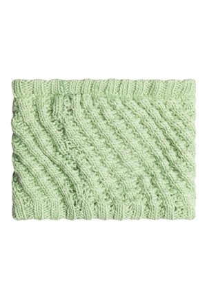 Πλεκτό κορδέλα κεφαλής σε ανοιχτό πράσινο με υφή σε ζιγκ-ζαγκ, φτιαγμένο από μαλακό νήμα, με ριμπέ ελκυστική άκρη για ασφαλή εφαρμογή.