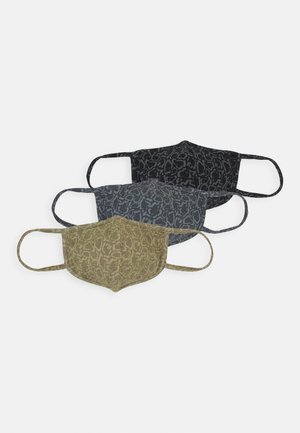 3 PACK UNISEX - Stoffen mondkapje - black/olive /grey
