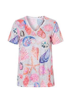 Angel of Style, T-SHIRT, COMFORT FIT, RHINESTONES, SHELL PRINT - T-shirt print - flamingo