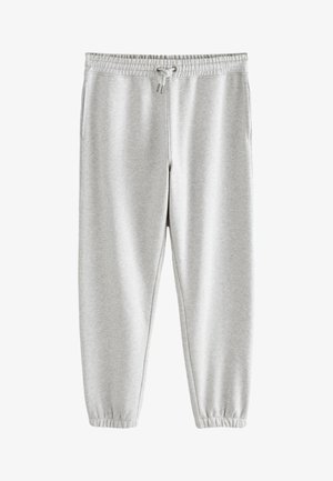 Lichtgrijze joggingbroek met elastische tailleband en enkelboorden, voorzien van een voorgevlochten koord en zijzakken.