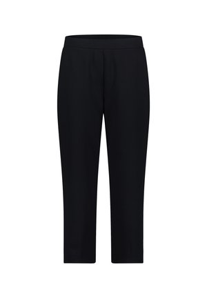 Pantaloni neri slim-fit realizzati in un tessuto morbido e elastico. Presentano una vita alta e una lunghezza cropped, senza tasche né decorazioni.