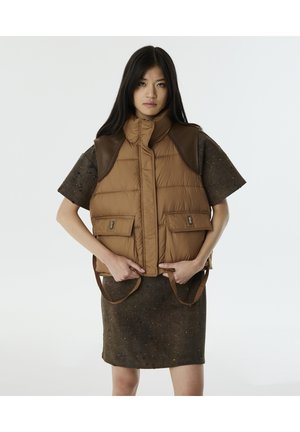 TWIST COAT MIXED FABRIC PUFFER VEST - Bodywarmer - brown