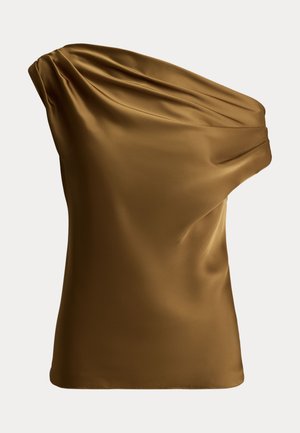 Lauren Ralph Lauren, SATIN CHARMEUSE OFF THE SHOULDER BLOUSE - Blůza - tobacco bronze