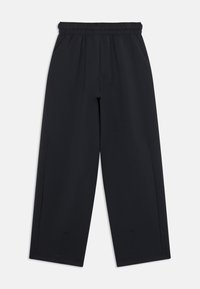 Μαύρο παντελόνι με φαρδιά μπατζάκια, ελαστική μέση, πλαϊνές τσέπες και απαλό, υφασμάτινο ύφασμα με υφή. Διαθέτει χαλαρή, ίσια σιλουέτα.