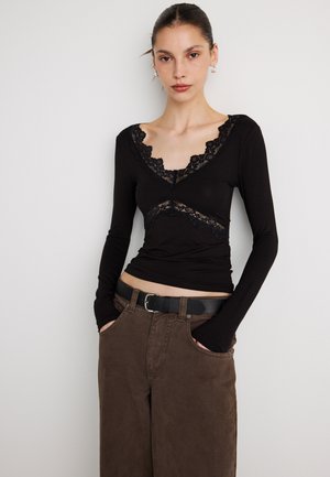 V NECK DETAIL  - Ilgarankovis viršutinės dalies drabužis - black