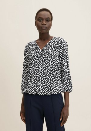 Blouse - navy geometric design