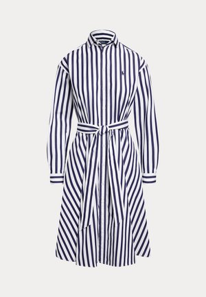 Polo Ralph Lauren BELTED WIDE-STRIPE COTTON SHIRTDRESS - Ingruha - navy/white