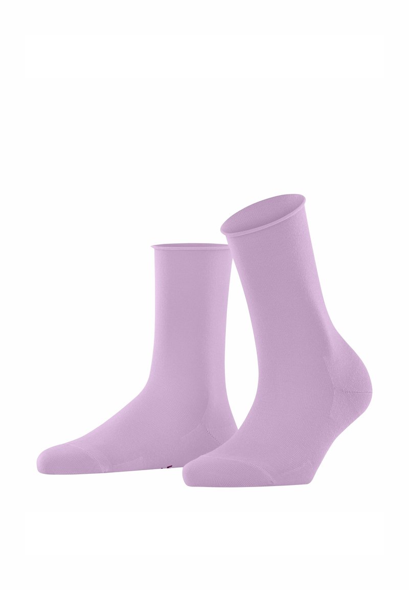 Helle lila Knöchelsocken mit einer glatten, dehnbaren Textur. Einfaches Design, ohne Muster oder Akzente, und in klassischer Sockenform.