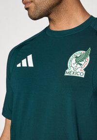 Zöld sportpóló, amelyen a mexikói nemzeti csapat logója található, szárnyas mintával. A váll részen fehér Adidas csíkokkal díszítve.