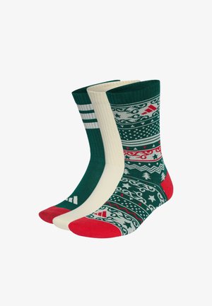 adidas Performance, ADIDAS CHRISTMAS GRAPHIC CREW SOCK 3PAIR PACK UNISEX - Sportsokken - collegiate green ivory pure ruby