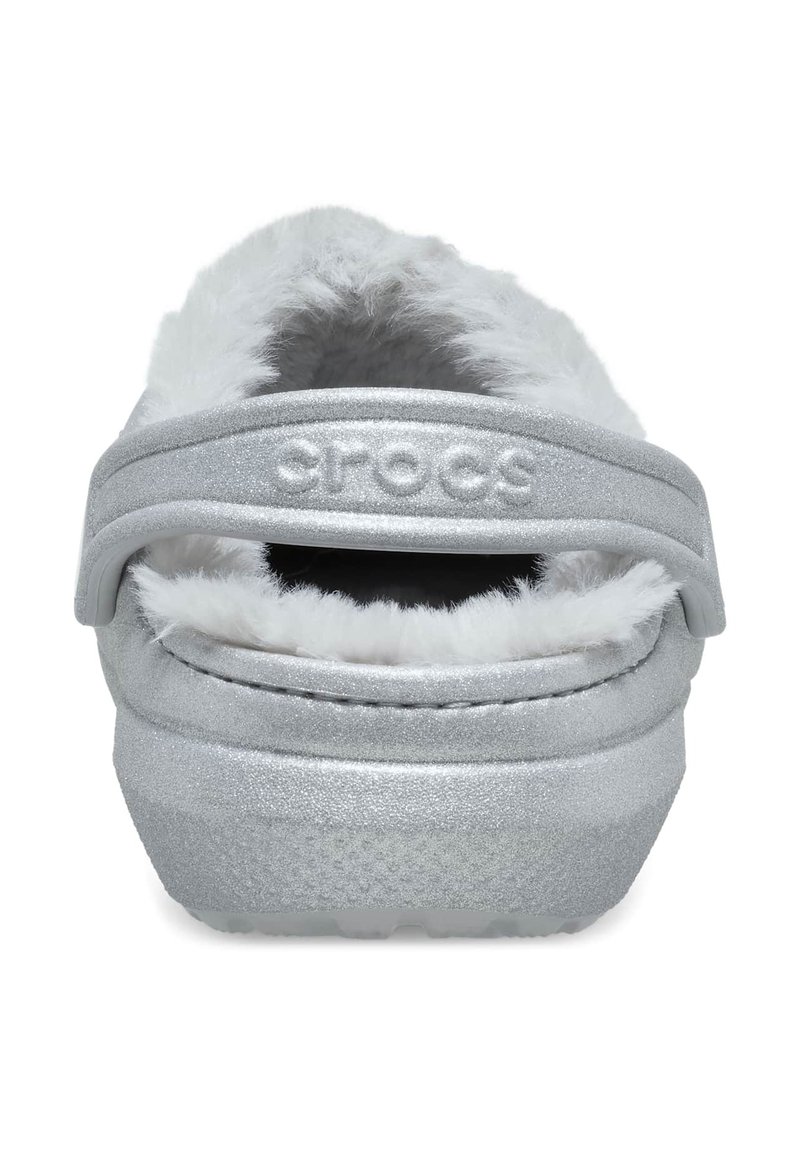 Clogs Croc Fuzzy Slides Crocs CLASSIC FUZZ LINED GLITTER CLOG Clogs Silver/silver-coloured  Zalando
