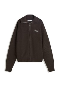 EMBROIDERED TEXTURED  - Strickjacke - dark brown